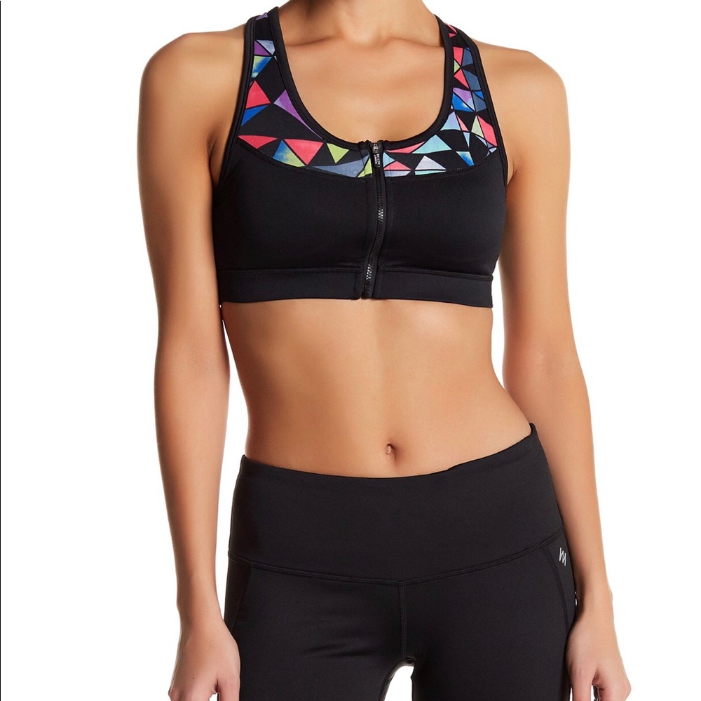 NWT Nicole miller high support zip front sportstop